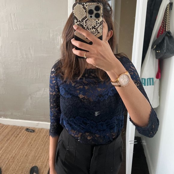 Lace top in Black & Blue (S) - Picture 9 of 9